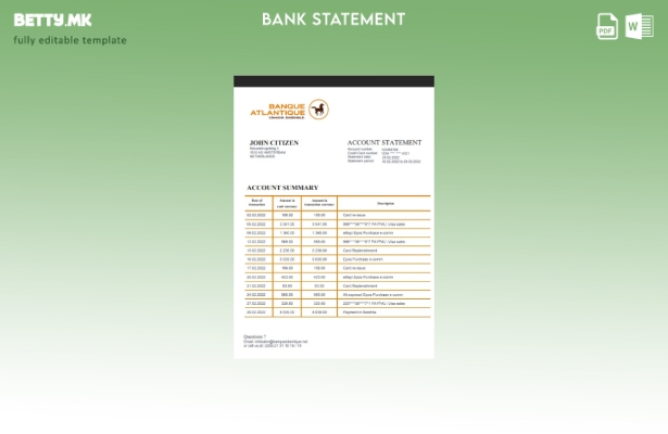 модерен стил Бенин Банк Атлантик шаблон за извод од банка